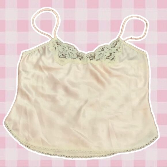 Farr West Vintage Coquette Dainty Pink Satin and Cream Lace Camisole Medium - Picture 1 of 11